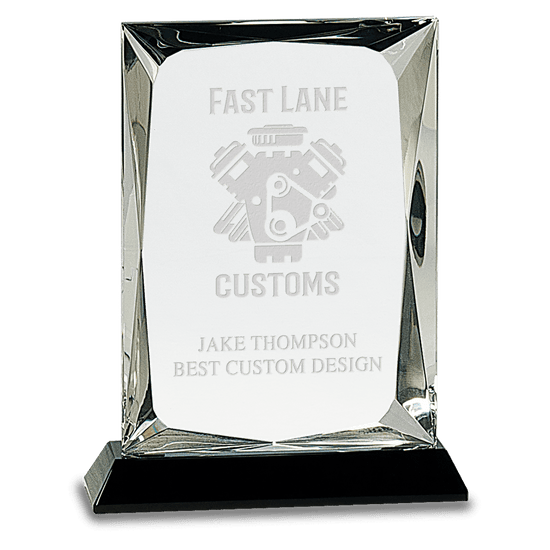 Clear Crystal Rectangle on Black Base