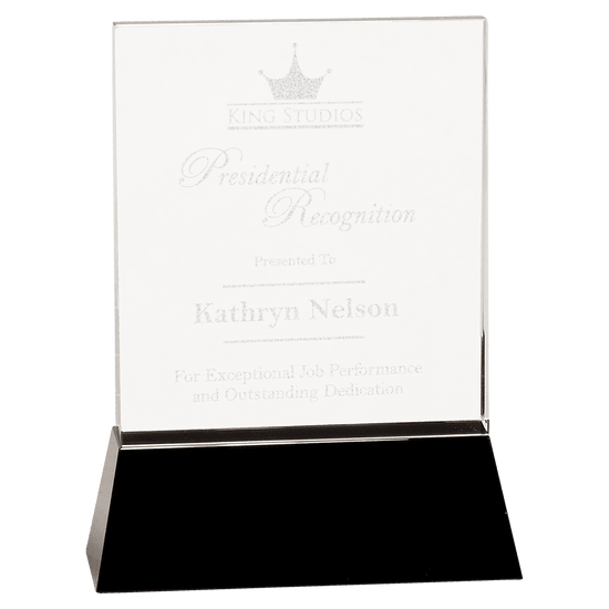 Crystal Rectangle Wedge on Black Base