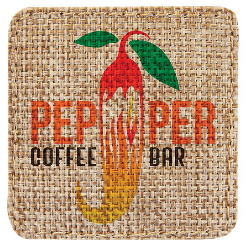 2 1/2" x 2 1/2" Burlap Square Sublimatable Patch with Adhesive