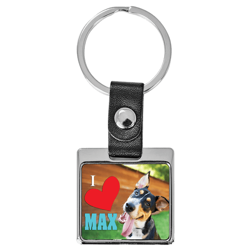 3 3/4" x 1 3/8" Square Sublimatable Keychain with White Insert