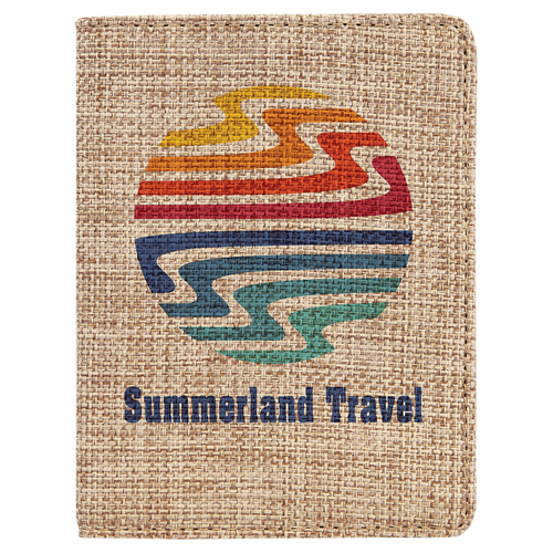 4 1/4" x 5 1/2" Sublimatable Burlap Passport Holder