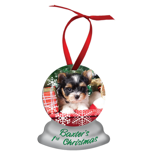3.75" x 3" 2 Sided Gloss White Aluminum Snow Globe Ornament