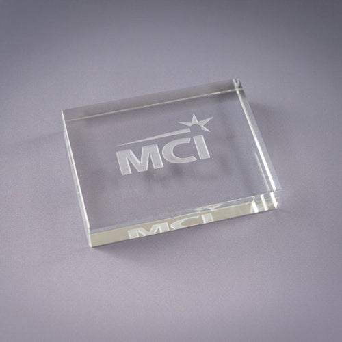 Optic Crystal Rectangle Paperweight — 3 × 4 Inches