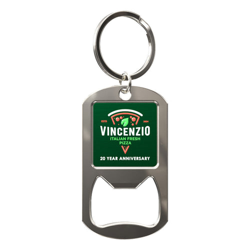 Express Bottle Opener Rect Key Tag w/ Split Ring
