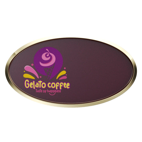 Express Vibraprint® Oval Name Badge Holder w/ Magnet Back