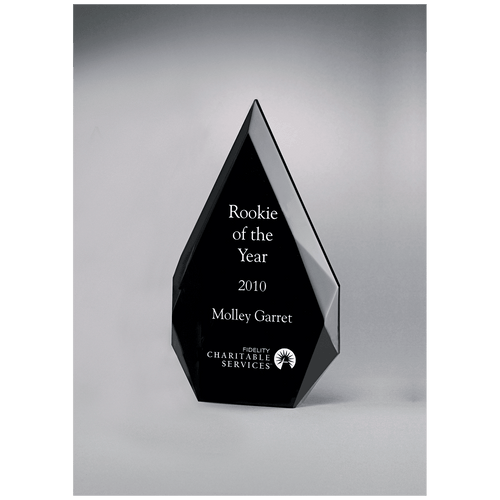 4 1/4" x 7 7/8" Flame Series Clear Freestanding Acrylic with Black Silkscreened Back