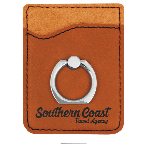 Rawhide Laserable Leatherette Phone Wallet with Silver Ring