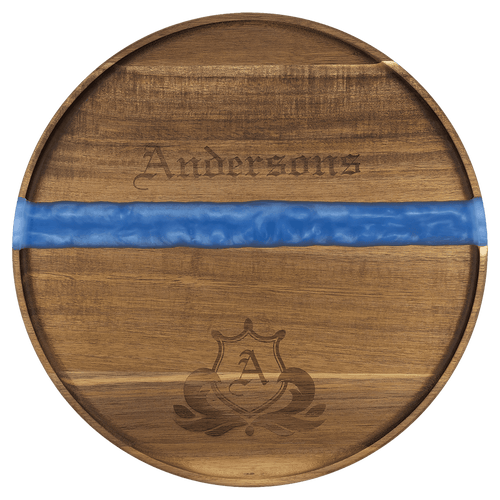 16" x 3/4" Acacia with Blue Pearl Resin Round Serving Tray