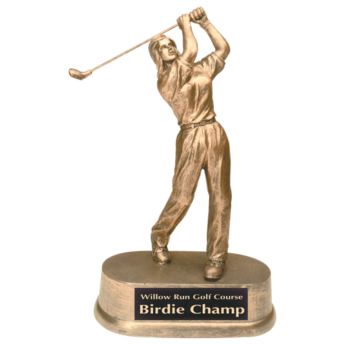 9" Antique Gold Female Golf Resin