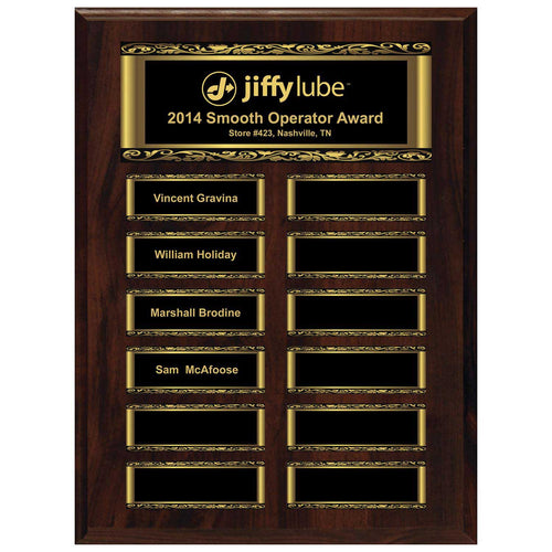 Walnut Scroll Border Perpetual Plaque – 12 Plates