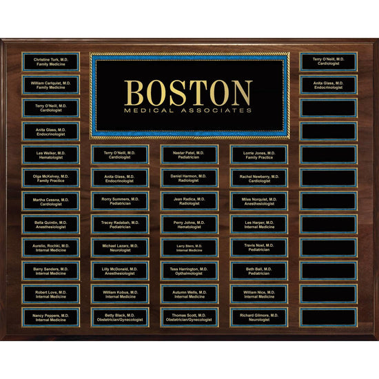 Genuine Walnut Blue Border Perpetual Plaque – 48 Plates