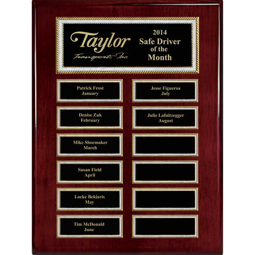 Rosewood Piano Pearl Border Perpetual Plaque – 12 Plates