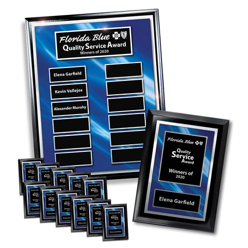 Ebony Blue and Silver Perpetual Plaque with 12 Companion Plaques