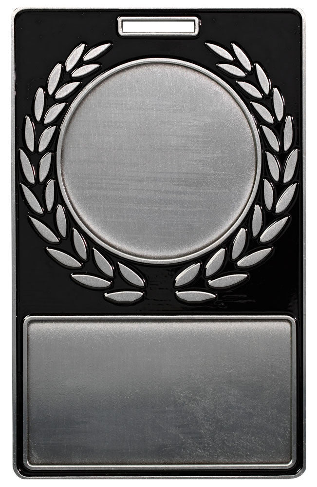 4" x 2-1/2" Antique Silver Black Wreath Bag Tag