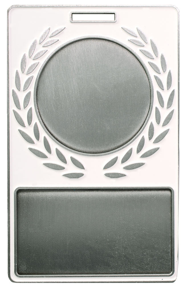 4" x 2-1/2" Antique Silver White Wreath Bag Tag