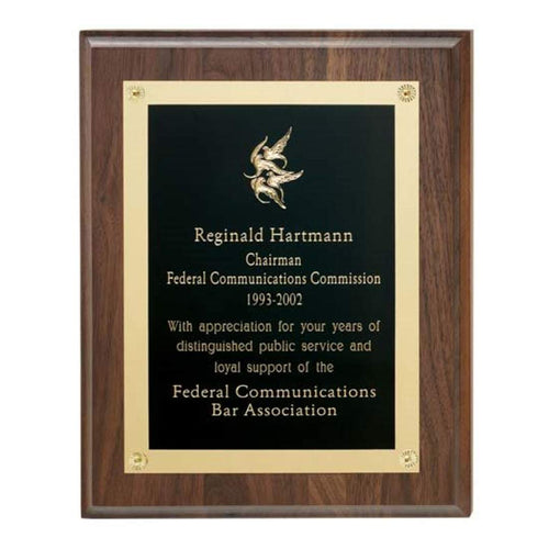 Walnut Plaque w/Gold Edge Plate