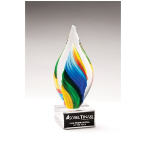 9" Rainbow Twist Art Glass with Engraving Plate