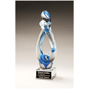 12" Contemporary Blue Accent Art Glass with Engraving Plate