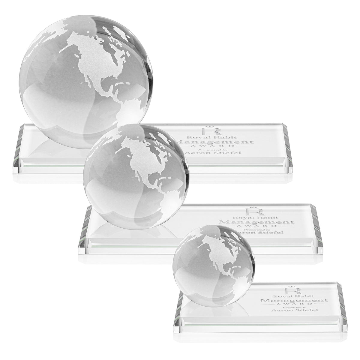 Globe Award on Rectangle Base - Clear