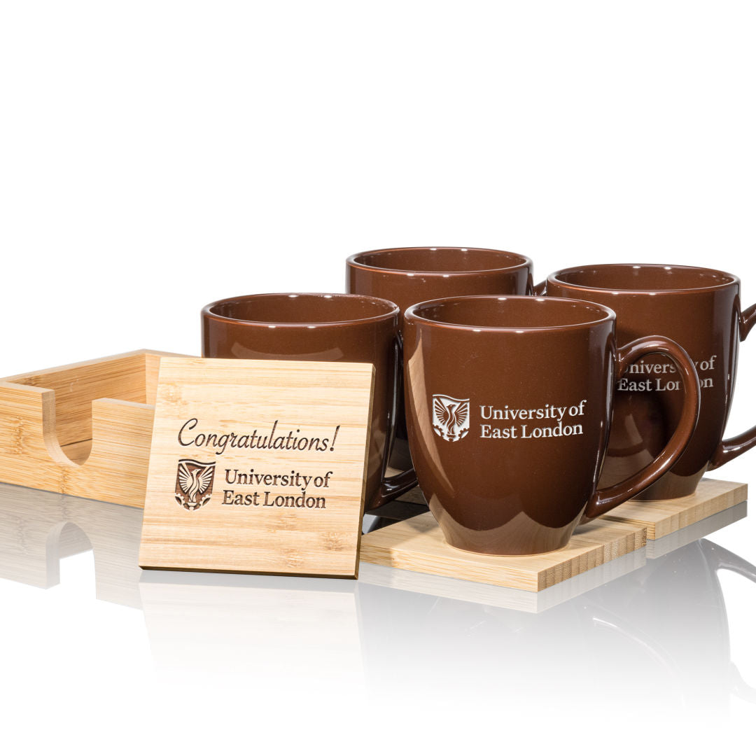 Mug & Bamboo Coaster Set — Brown — G2014-4811-BN