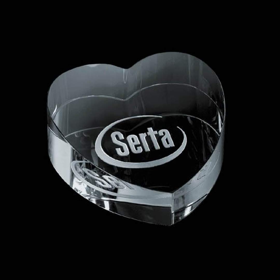 Extra-Thick Optical Crystal Heart Paperweight