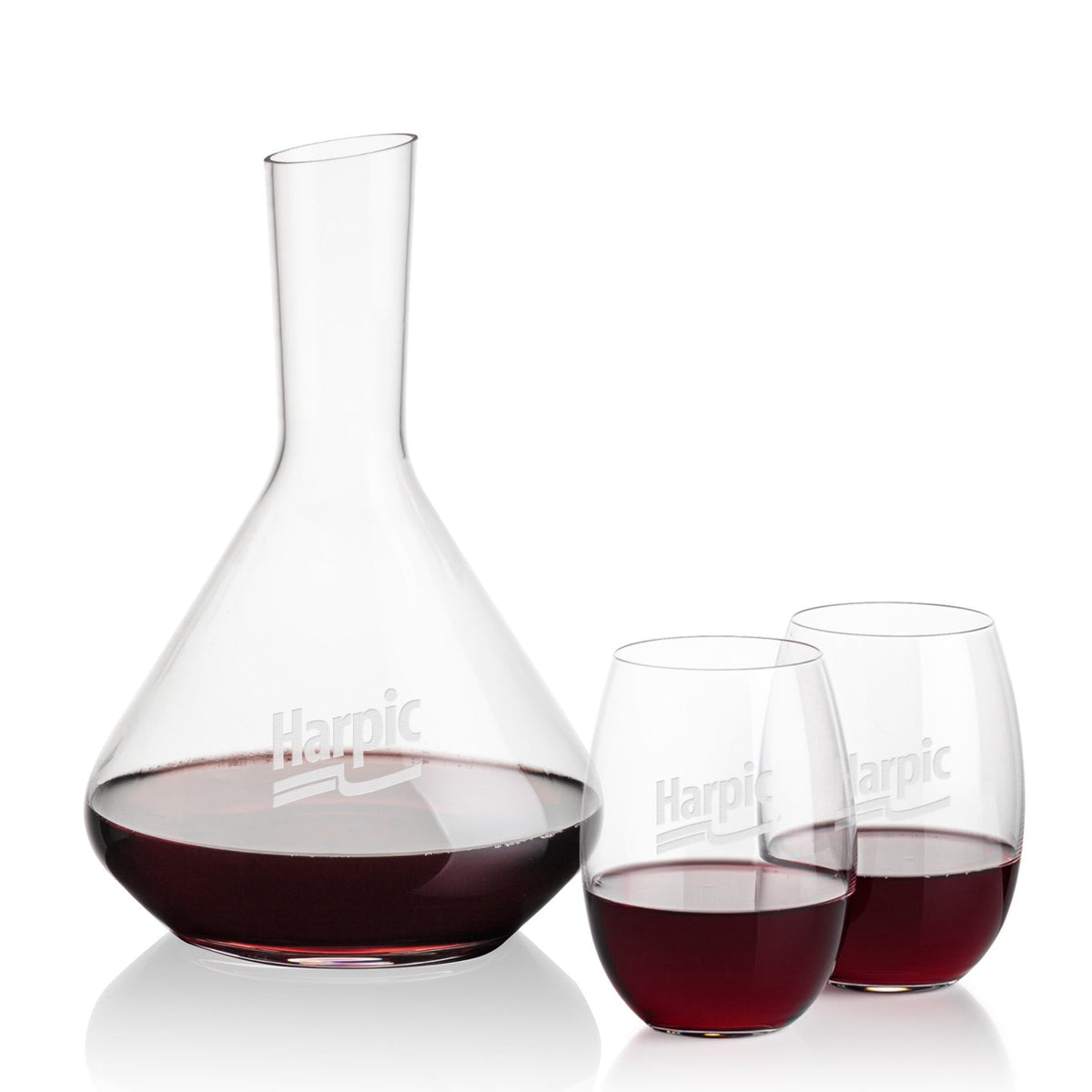 Terrassa Carafe & Carlita Stemless Wine — Deep Etch example; representative set photo