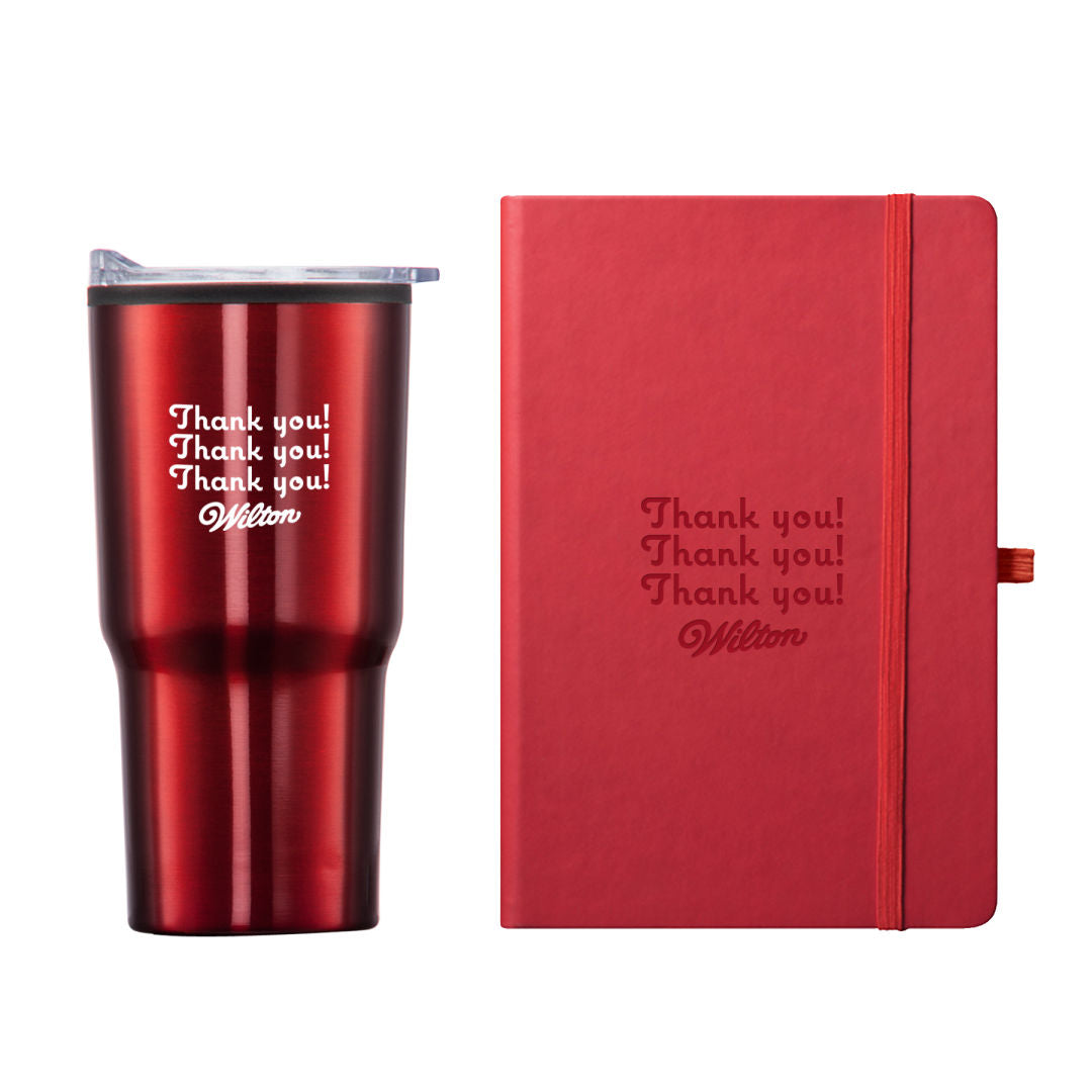 Eccolo® Cool Journal/Bexley Tumbler Gift Set — Red PMS200 — G401-101-RD