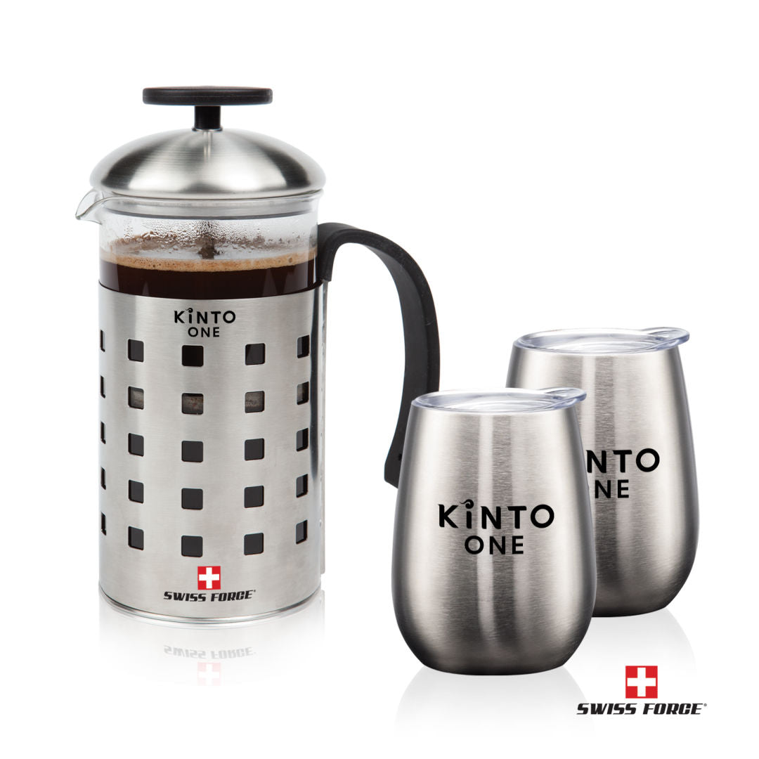 Swiss Force® Coffee Press & Vivaldi Cups — Set of 3 — SFG357-102-2