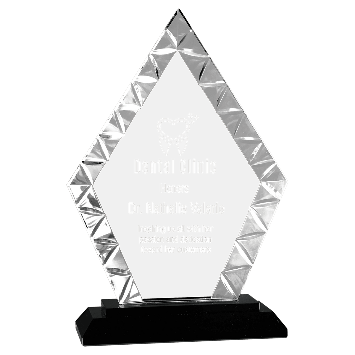 Accent Glass Award on Black Base — Shape and Size · Diamond · 7½″ · ACG11