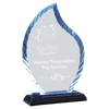 Blue Accent Glass Award — 8 Inches, Fan, Flame or Rectangle