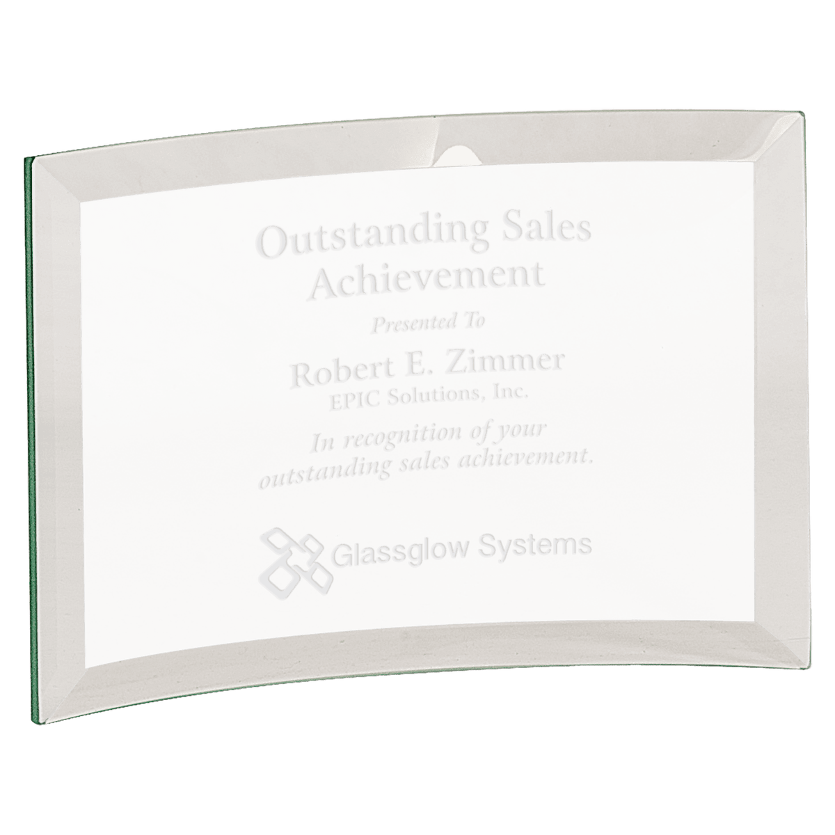 Jade Glass Crescent Award — Size and Thickness