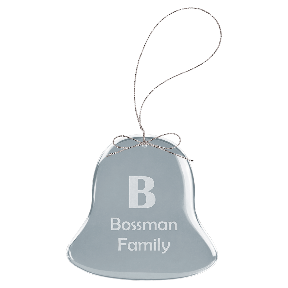 Clear Glass Ornaments — Bell and Heart