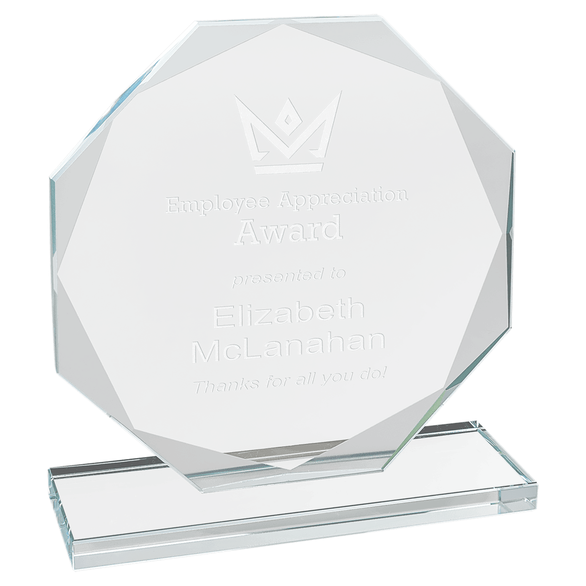 6" Octagon Glass Award