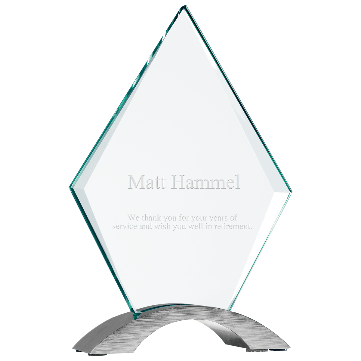 Cosmic Glass Award with Silver Base — Shape and Size · Diamond · 7¼″ · CMG21