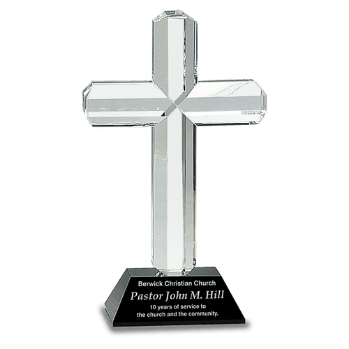 8 1/2" Crystal Cross on Pedestal Base