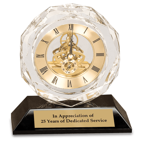Crystal Clock on Black Base
