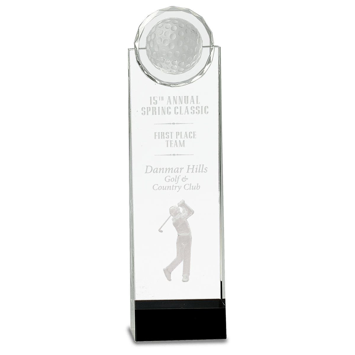 Crystal Golfer Standup with Black Base — Size · 11¼″ · CRY167L