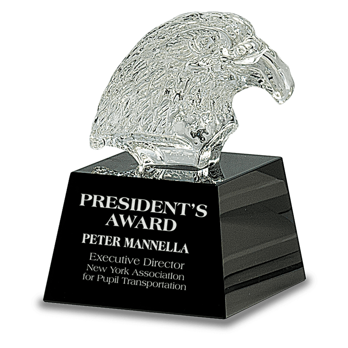 Crystal Eagle Head on Black Base — CRY322