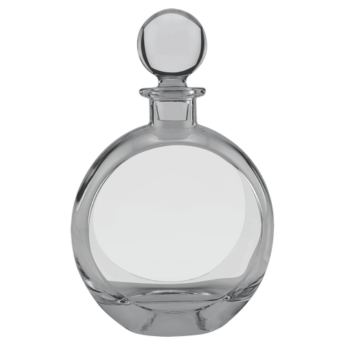 750mL Flat Round Glass Decanter with Black Gift Box and Printed Paper Sleve