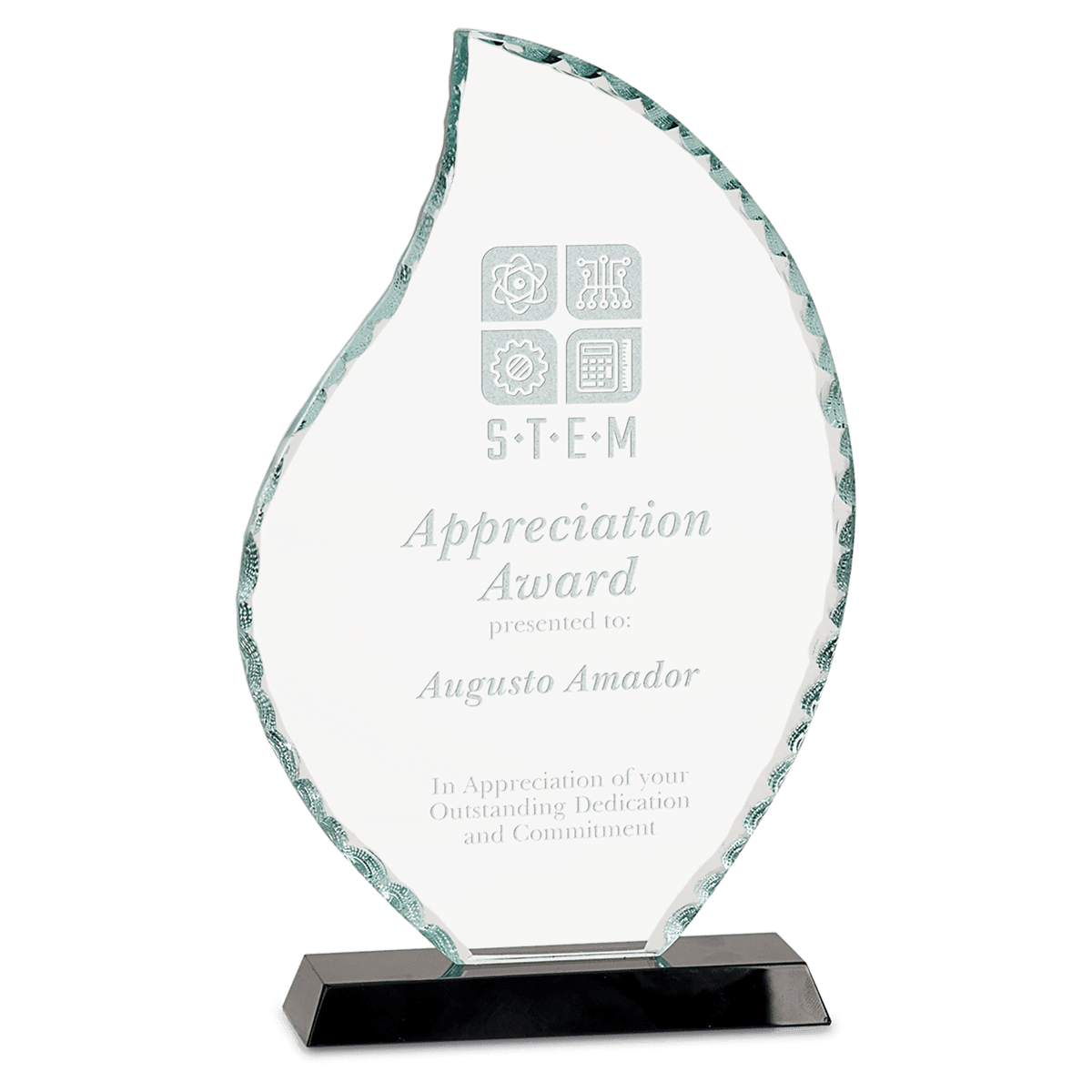Facet Glass Award on Black Base — Shape and Size · Flame · 8½″ · FC11