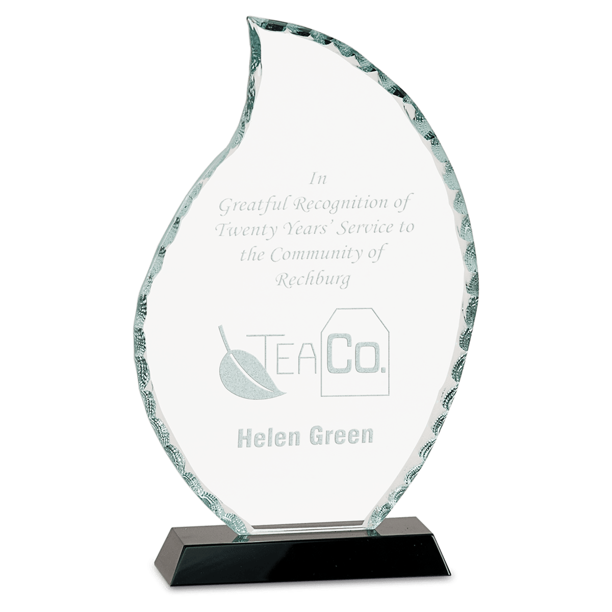 Facet Glass Award on Black Base — Shape and Size · Flame · 9½″ · FC12