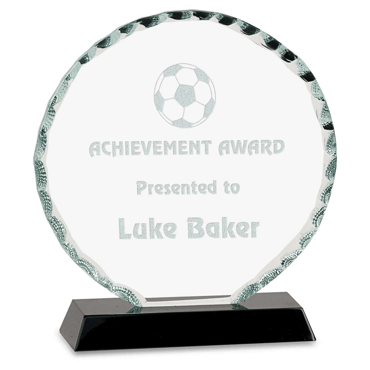 Facet Glass Award on Black Base — Shape and Size · Round · 6½″ · FC22