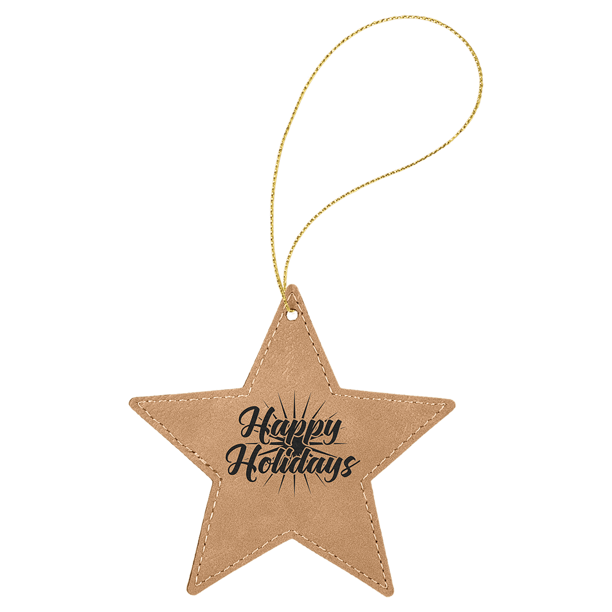 Laserable Leatherette Star Ornament with String