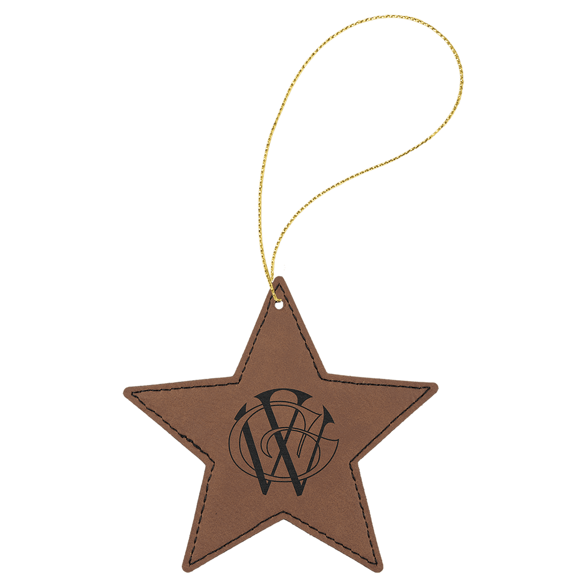 Laserable Leatherette Star Ornament with String