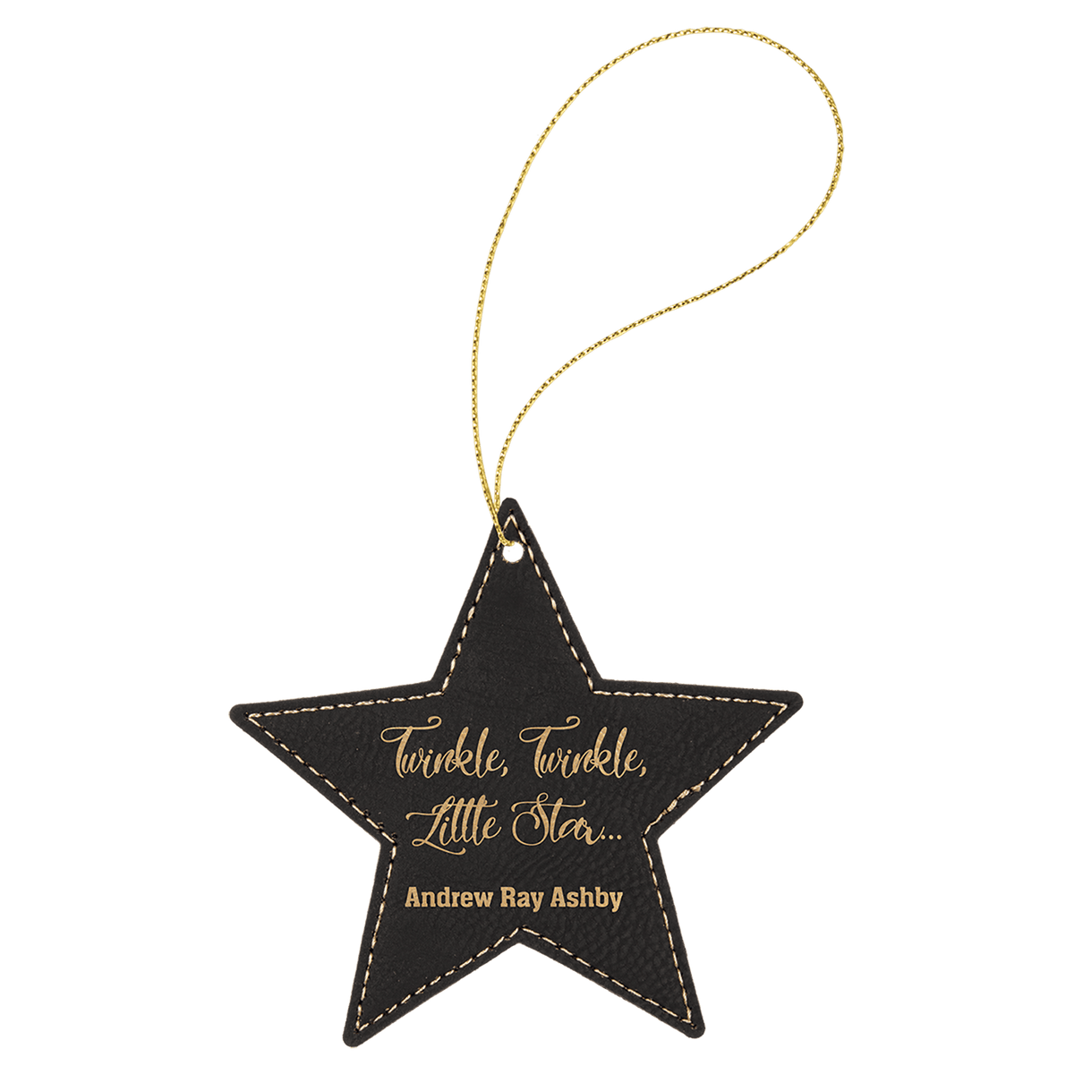 Laserable Leatherette Star Ornament with String