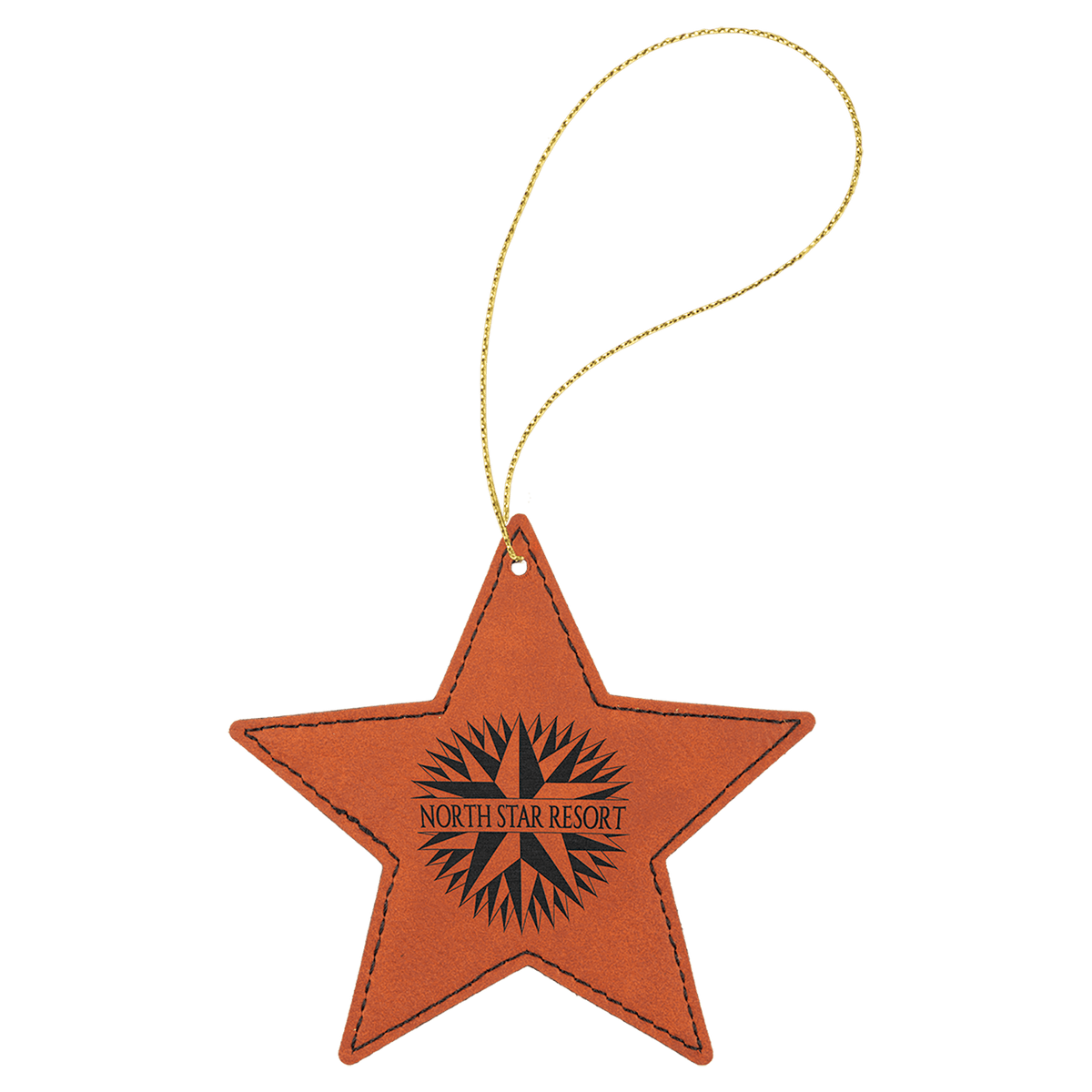 Laserable Leatherette Star Ornament with String