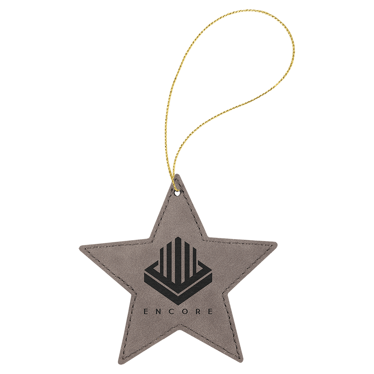 Laserable Leatherette Star Ornament with String