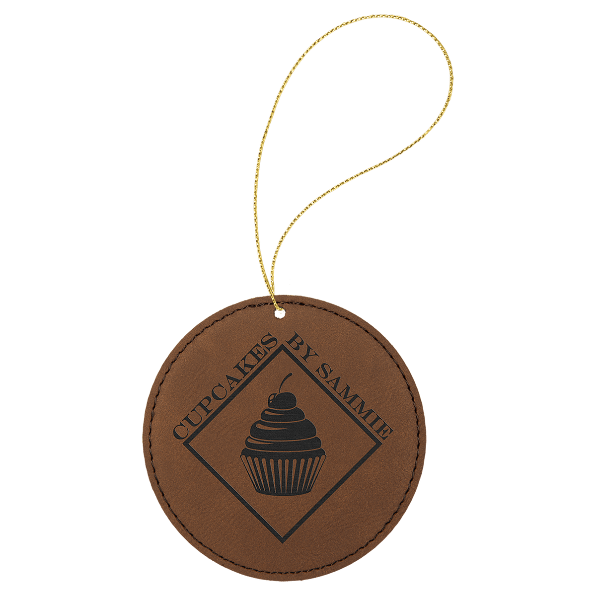 Laserable Leatherette Round Ornament with String