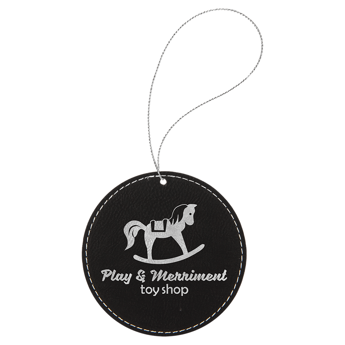 Laserable Leatherette Round Ornament with String