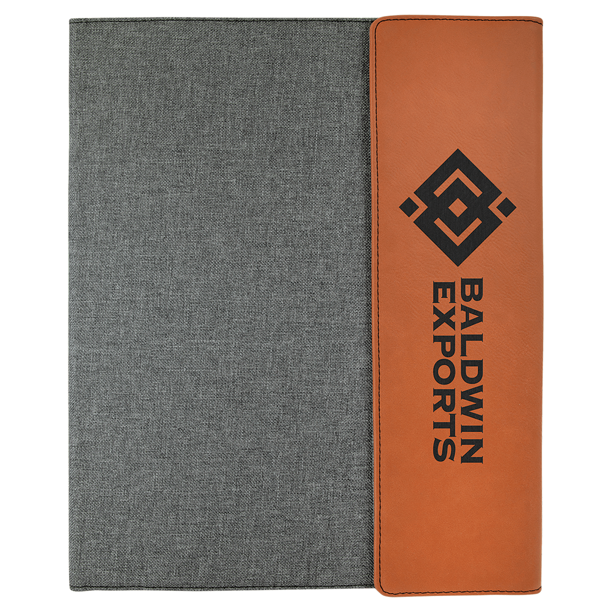 Rawhide Laserable Leatherette / Gray 9 1/2" x 12" Canvas Portfolio with Leatherette Accent and Notepad